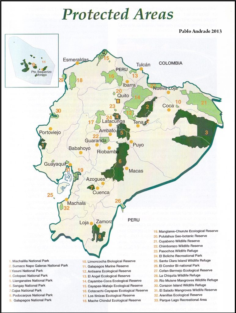 National Parks Ecuador map.